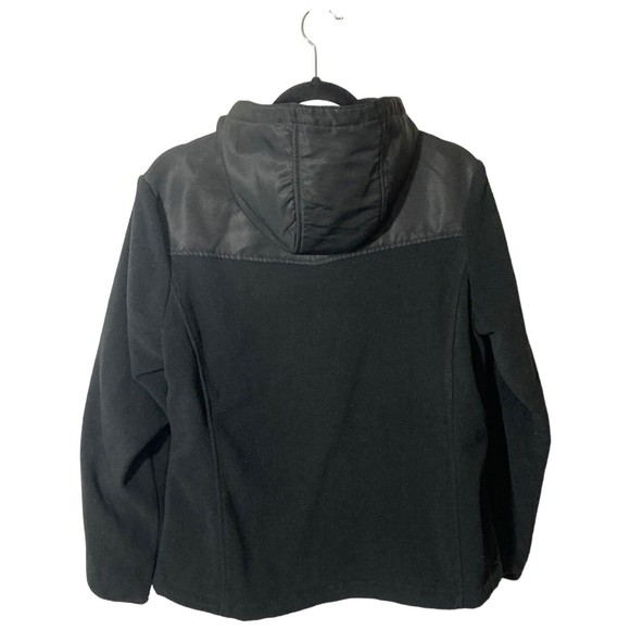 Free Country Soft Shell Fleece Hooded Jacket Womens Large Black/Purple Pockets - Picture 2 of 8